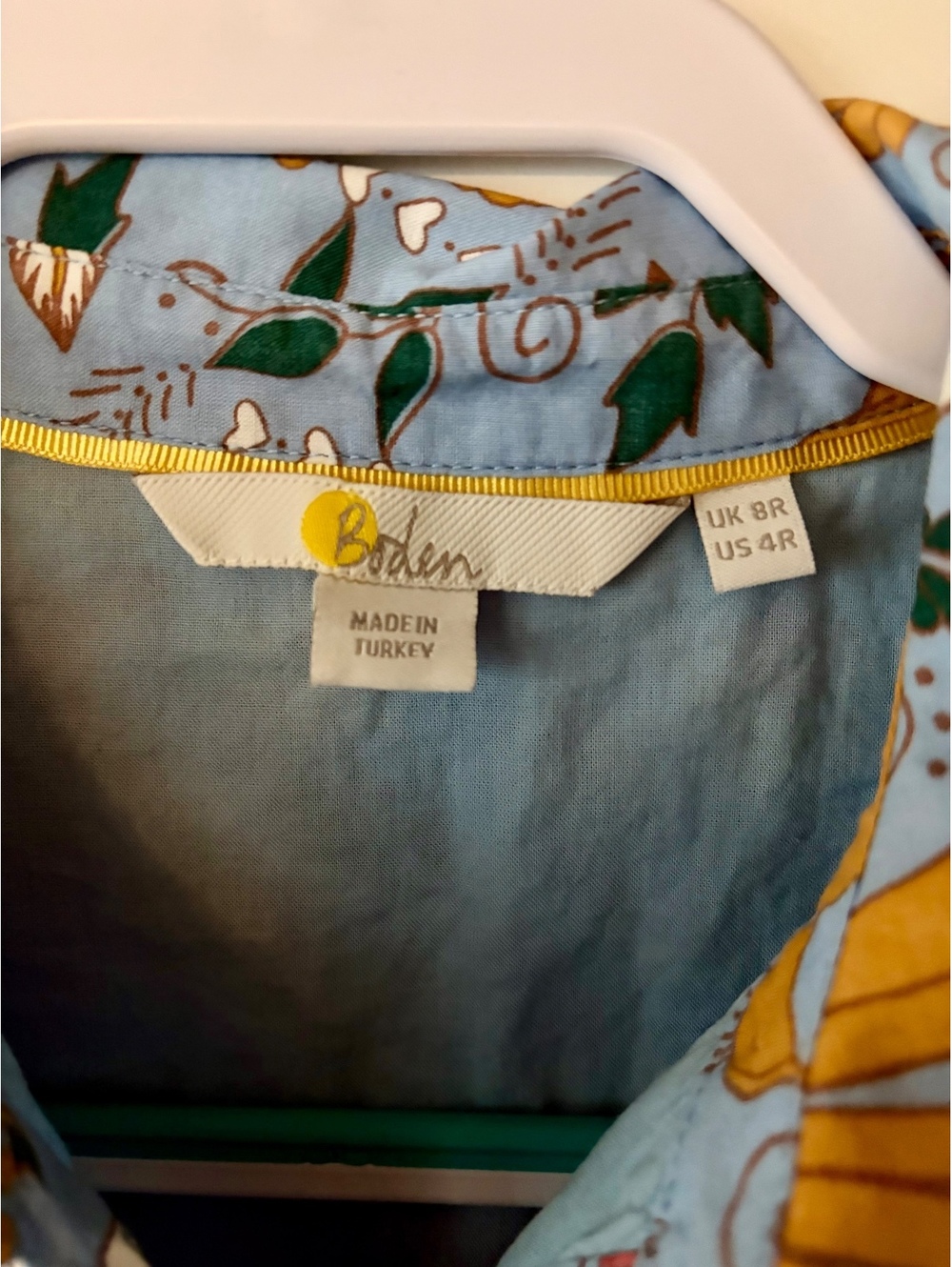 Boden Kitty Midi Shirt Dress — Dusty Blue, Enchanting Peacock, UK 8R/US 4R - Picture 2 of 4